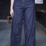 High-Rise Barrel Denim (Dark Slate Blue)